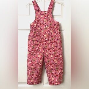 Hanna Anderson Outdoor Snow Bibs Pink Flower sz 90 Little Girls sz 3 T